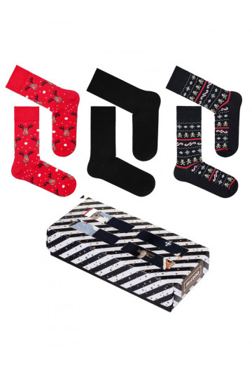 Conjunto de meias de Natal masculinas em caixa, 3 pares 2