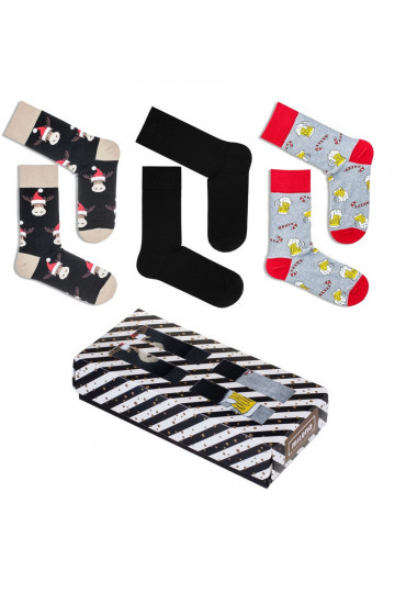 Conjunto de meias de Natal masculinas em caixa, 3 pares 2