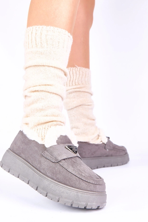 Mocassins cinzas de plataforma com...