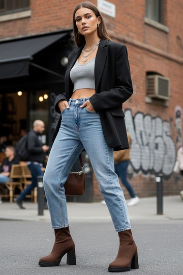 Botins marrons de salto com...