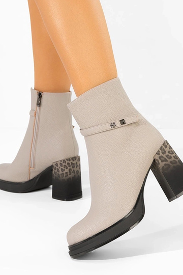 Botins cinzas de salto com estampa de leopardo Brenna