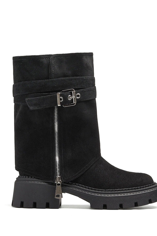 Botins pretos com cano removível e...