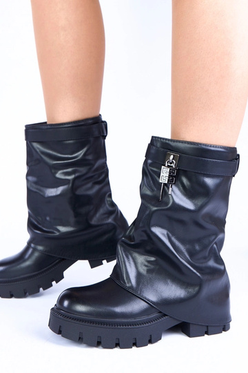 Botas pretos com plataforma e cotovelo dobrado Kisanet