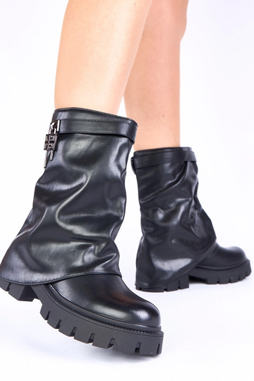 Botas pretos com plataforma e cotovelo dobrado Kisanet 2