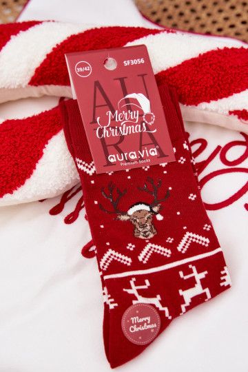 Meias de Natal masculinas vermelhas com renas