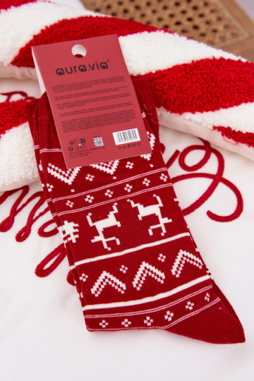 Meias de Natal masculinas vermelhas com renas 2