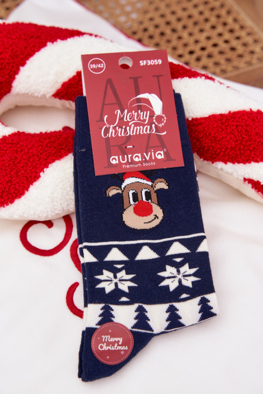 Skarpety Tem que sercho Habilitadotal Estampado com veado azul escuro