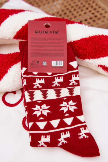 Meias de Natal masculinas vermelhas estampadas com renas 2