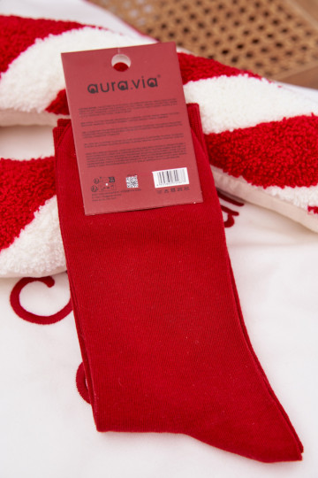 Meias de Natal masculinas vermelhas com Papai Noel sorridente 2