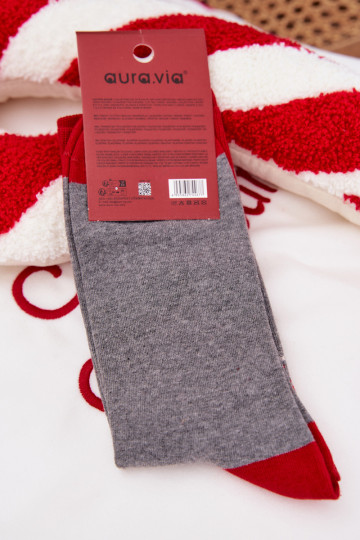 Meias de Natal masculinas com inscrição e Papai Noel, cinzas 2
