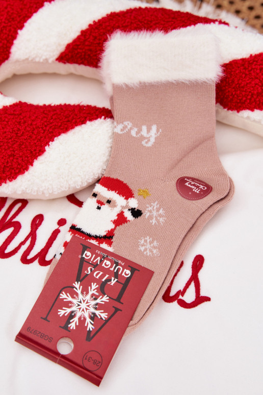 meias de natal Infantil com um casaco de pele I Papai Noelem EMełna Alpaca bege