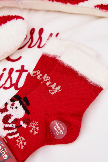 meias de natal Infantil com um casaco de pele I BałParaanem EMełna Alpaca cor vermelha