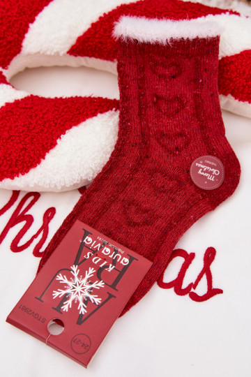 Infantil Habilitadotal Meias Corações EMełna Alpaca cor vermelha 2