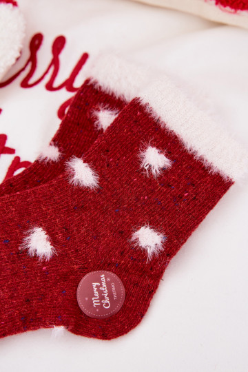 Meias de Natal infantis com corações e pelinho, de lã, vermelhas