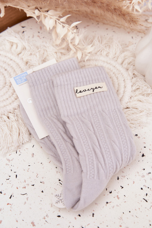 esquentar Meias Feminino Com Vilna cor cinza