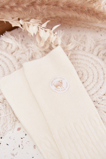 Długie EMełniane Meias Feminino cor de marfim