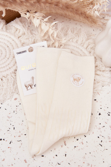 Długie EMełniane Meias Feminino cor de marfim 2
