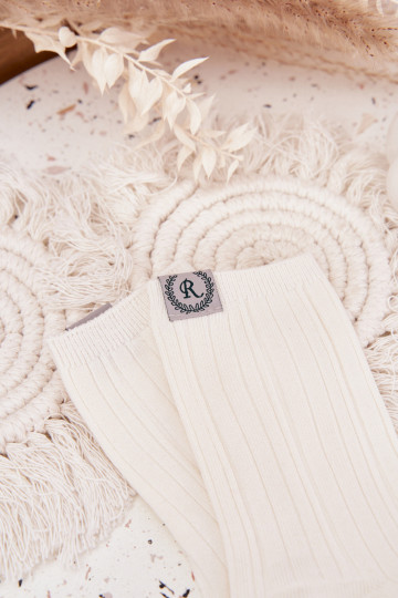 Meias de algodão com listras Feminino cor de marfim