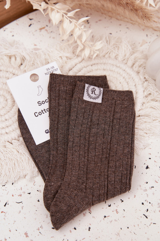 Meias de algodão com listras Feminino cor cinza