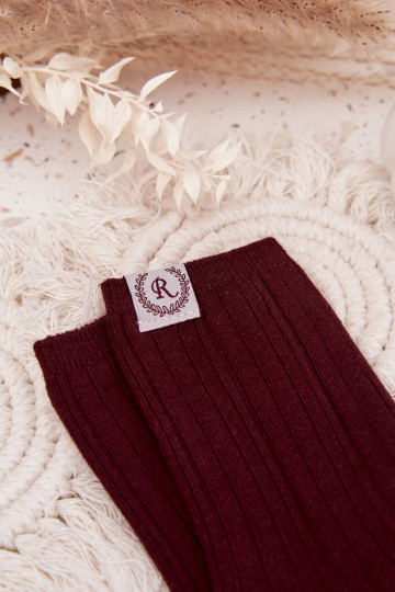 Meias de algodão com listras Feminino Borgonha