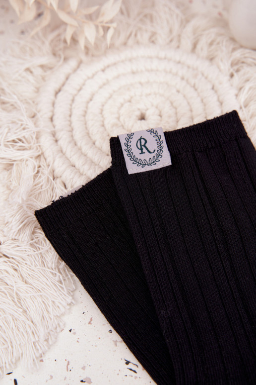 Meias de algodão com listras Feminino cor preta