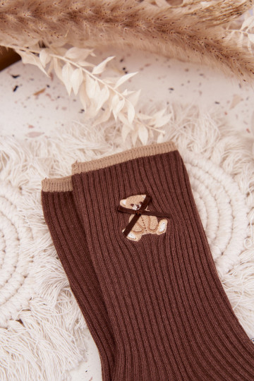 Meias de algodão com listras Com Urso CzekoladoParae