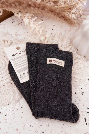 Meias femininas de linho quentes com padrão jacquard cor cinza 2