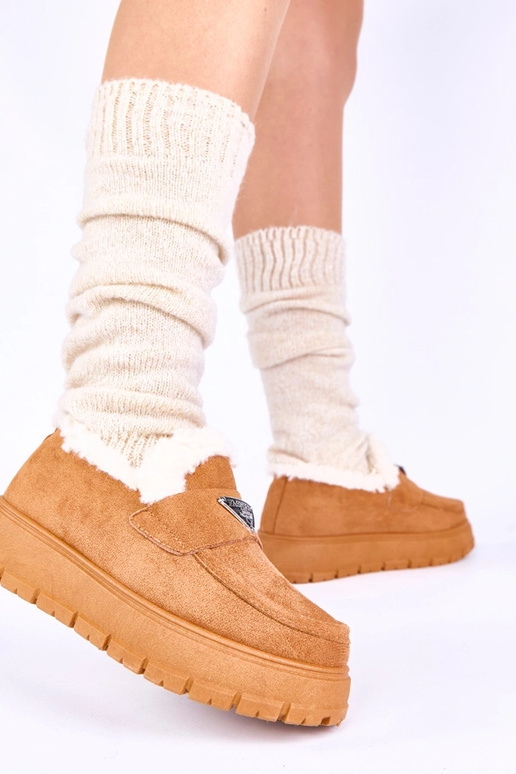 Mocassins marrons em plataforma com...