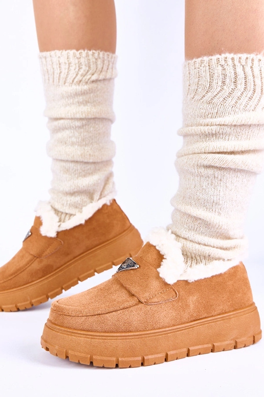 Mocassins marrons em plataforma com...