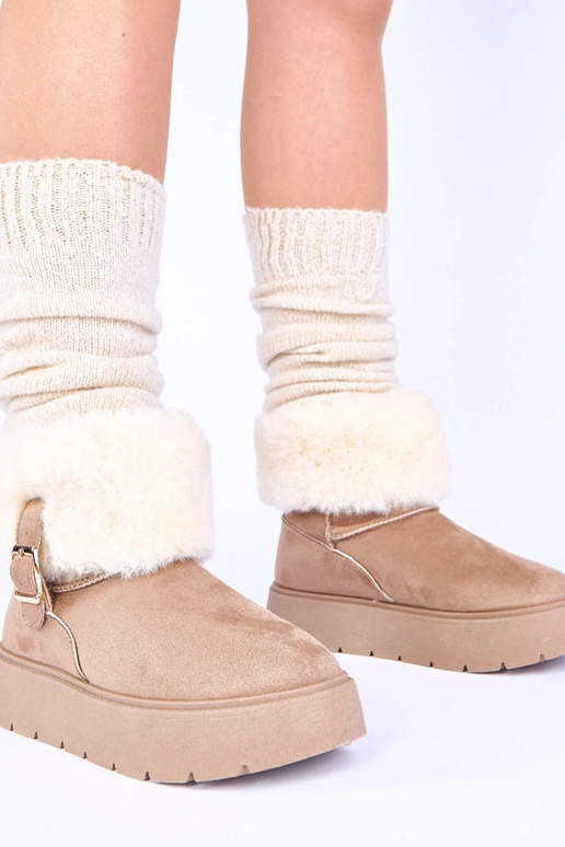 Botas de neve cor bege escuro com...