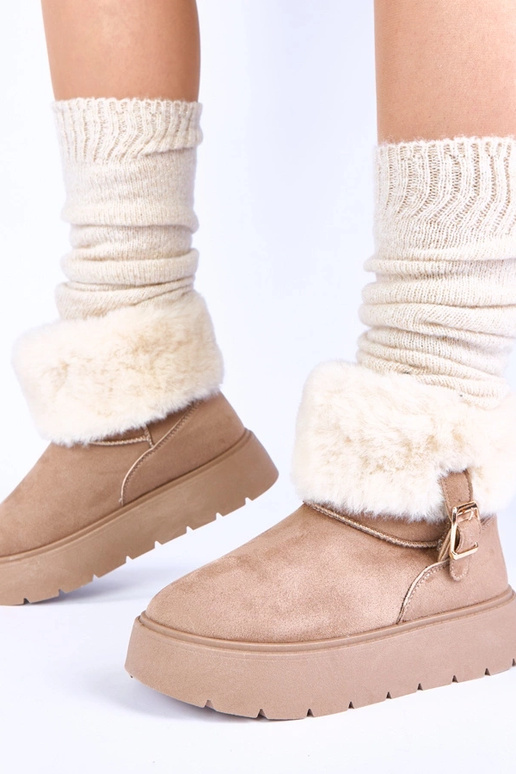 Botas de neve cor bege escuro com...