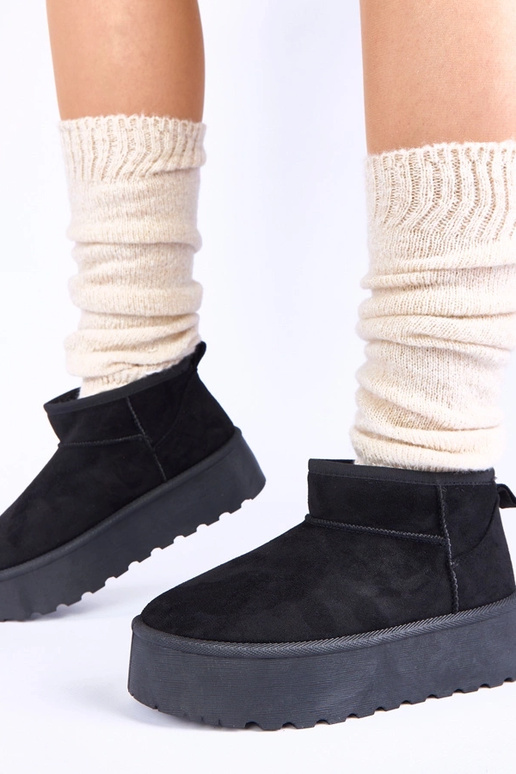 Bota de neve plataforma preta forrada...