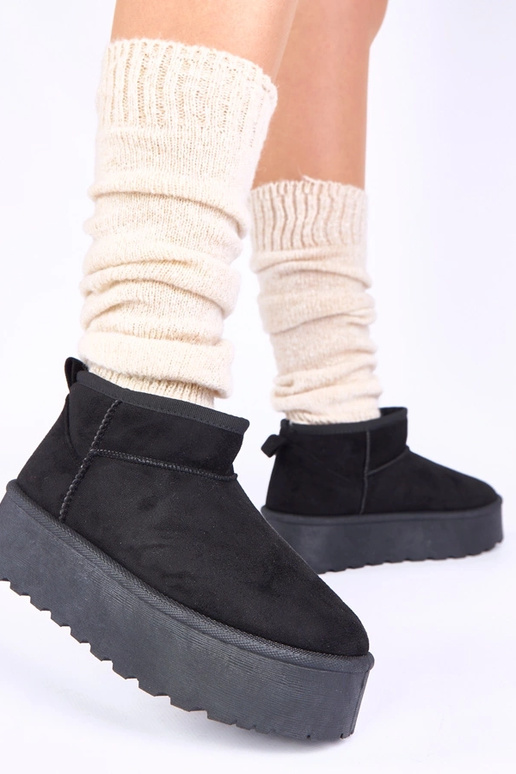 Bota de neve plataforma preta forrada...