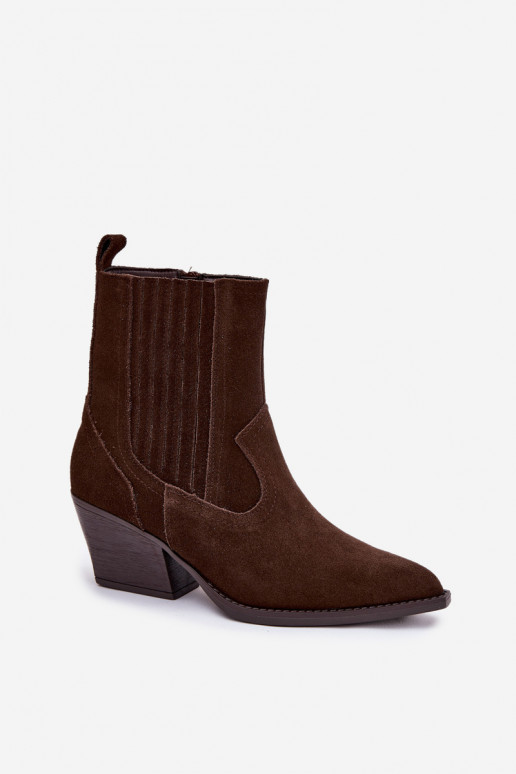 Sapatos de camurça estilo vaqueiro Feminino com salto aquecimento CzekoladoParae Dylira