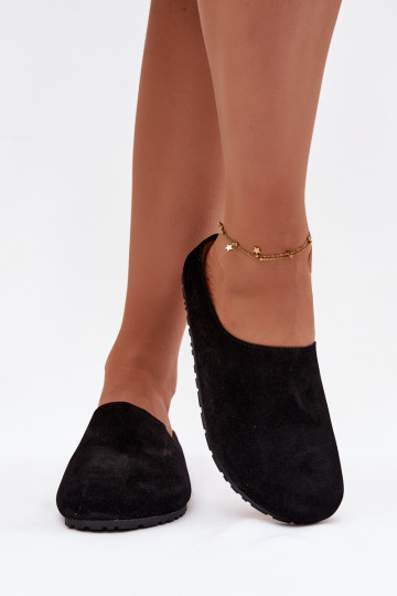 Chinelo feminino preto em camurça sintética Kalvess 2