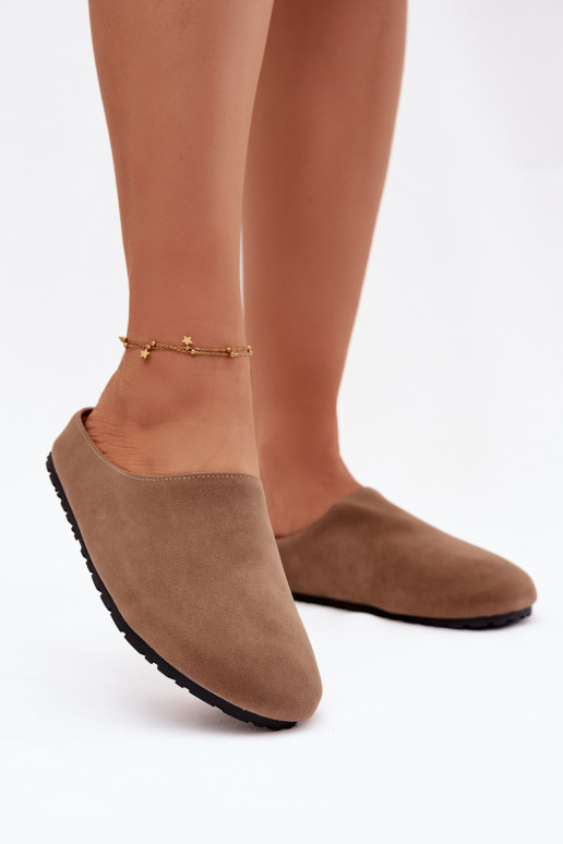 Chinelos Femininode camurça ecológicau cor cáqui Kalvess