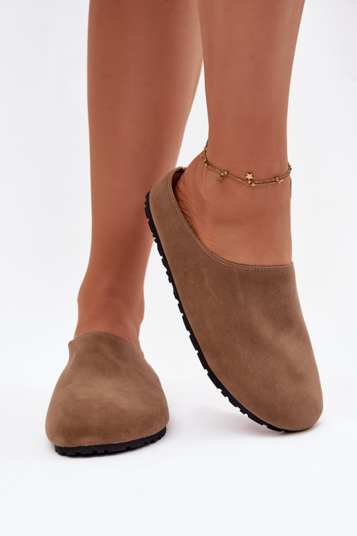 Chinelos Femininode camurça ecológicau cor cáqui Kalvess