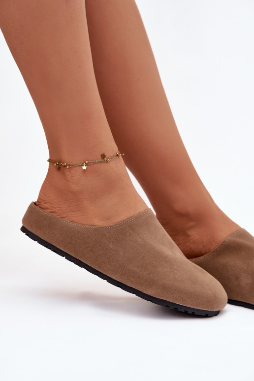 Chinelos Femininode camurça ecológicau cor cáqui Kalvess