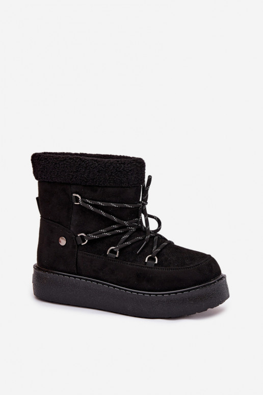 Botas de neve Feminino com plataforma e detalhes elegantes cor preta Roselya
