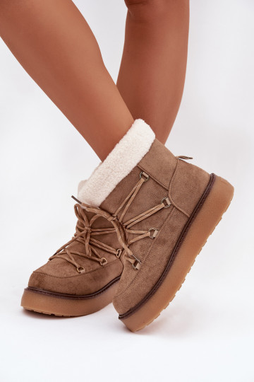Botas de neve marrons femininos com plataforma e detalhes estilosos Roselya 2