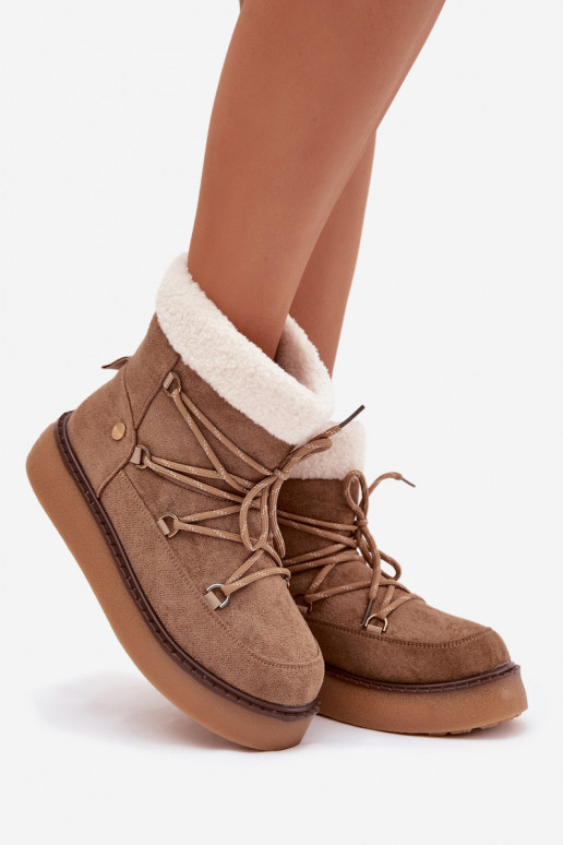 Botas de neve Feminino com plataforma e detalhes elegantes cor marrom Roselya