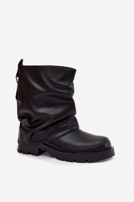aquecimento Botas femininas Com top enrolado cor preta Gracine