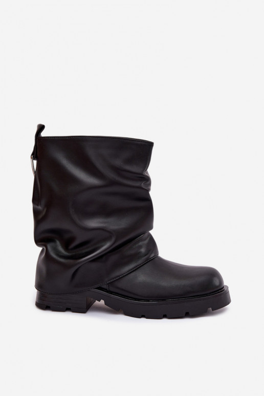 aquecimento Botas femininas Com top enrolado cor preta Gracine