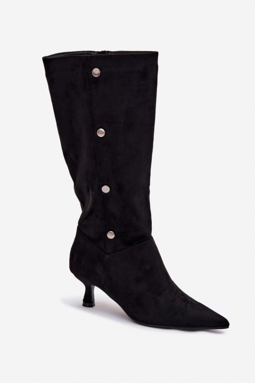 botas femininas com salto Com decoraçõesi Detalami cor preta Hovelle