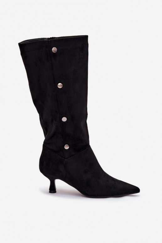botas femininas com salto Com decoraçõesi Detalami cor preta Hovelle