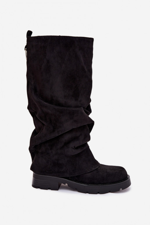 Botas quentes Um modelo atraente Com top enrolado cor preta Ilvessa