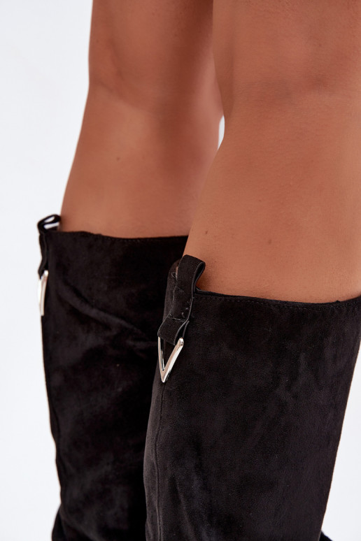 Botas quentes Um modelo atraente Com top enrolado cor preta Ilvessa