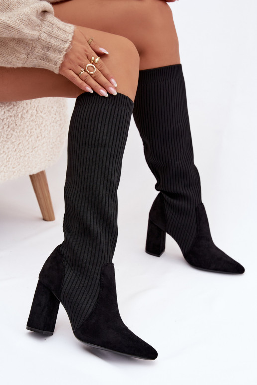 botas femininas com salto cor preta Yserine