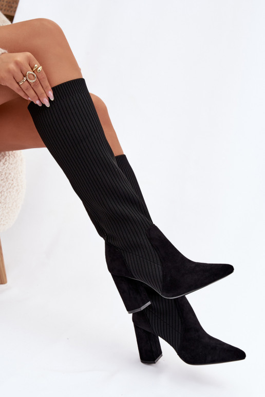 botas femininas com salto cor preta Yserine