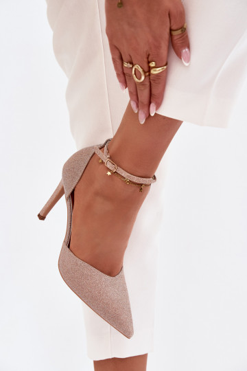 Sapatos de salto alto brilhantes com alças Szampańskie Joranne 2